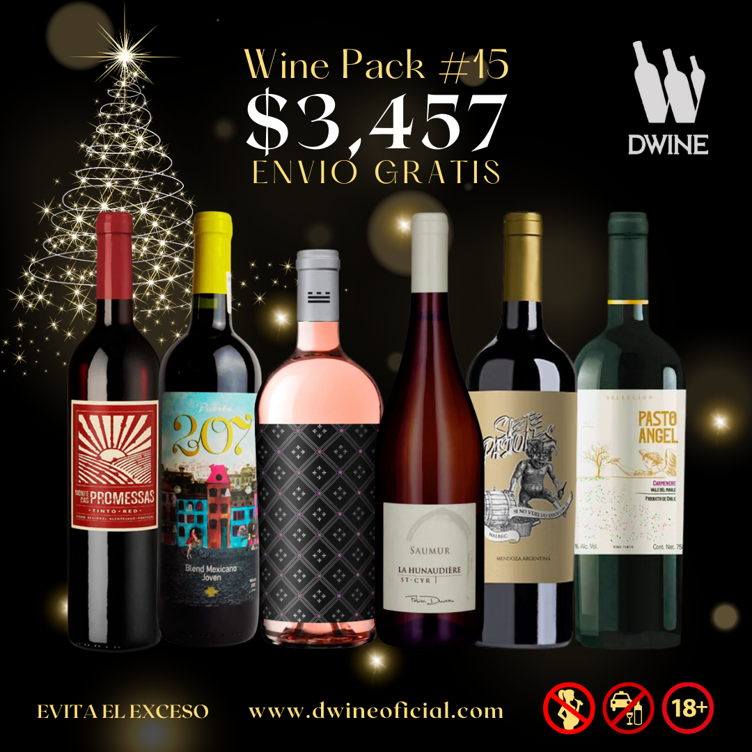 DWINE PACK#15: Siete Pasiones Malbec, Monte das Promessas Red Blend, Puerta 207 Ensamble de Barricas, SERICIS Pinot Noir, Saumur La Hunaudire AOC, Pasto Angel Reserva Carmenere