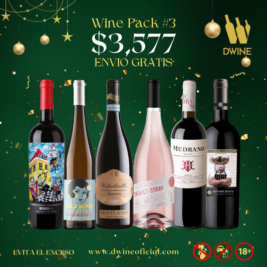 DWINE PACK#3: 6 botellas de vino, varios países, por 3,577 pesos.