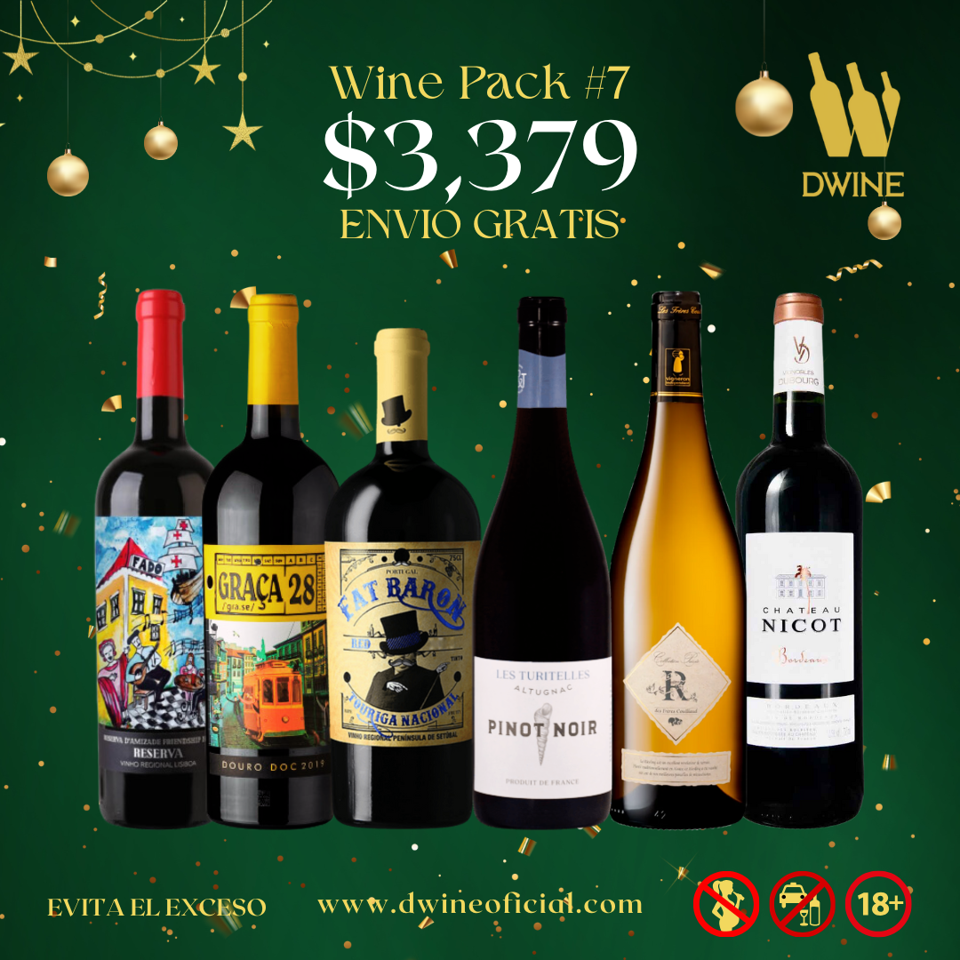 DWINE PACK#7: 3 vinos portugueses y 3 vinos franceses, por 3,379 pesos.